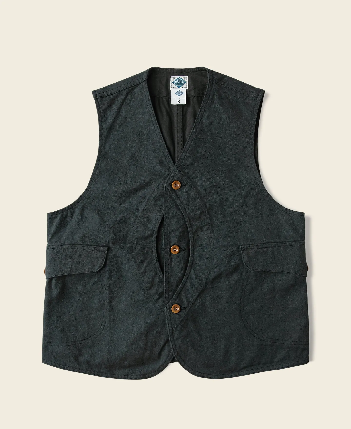 1930s Canvas Game Pockets Vest - Dark Green sold by Bronson Mfg.
