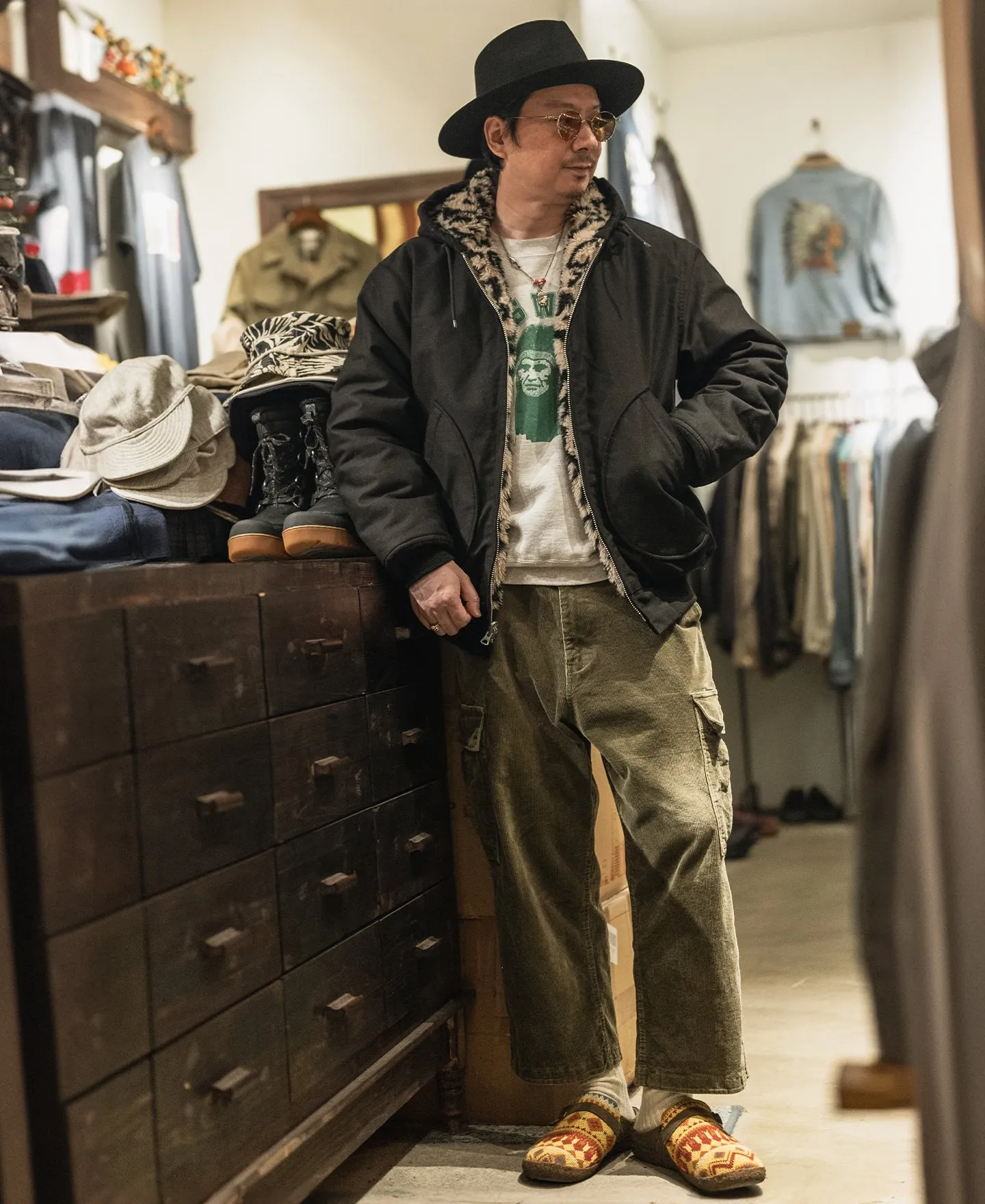 Leopard Print Reversible Deck Jacket - Black sold by Bronson Mfg. product image thumbnail 5