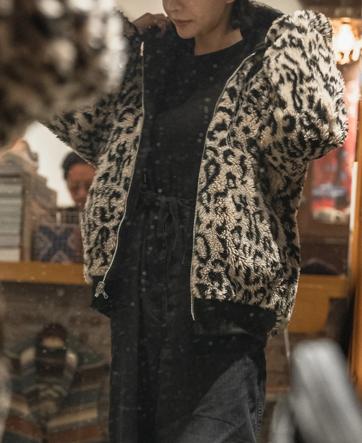 Leopard Print Reversible Deck Jacket - Black sold by Bronson Mfg. product image thumbnail 4