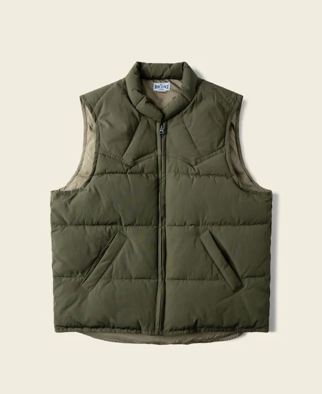 1970s Vintage Quilted Padded Vest - Olive made by Bronson Mfg.
