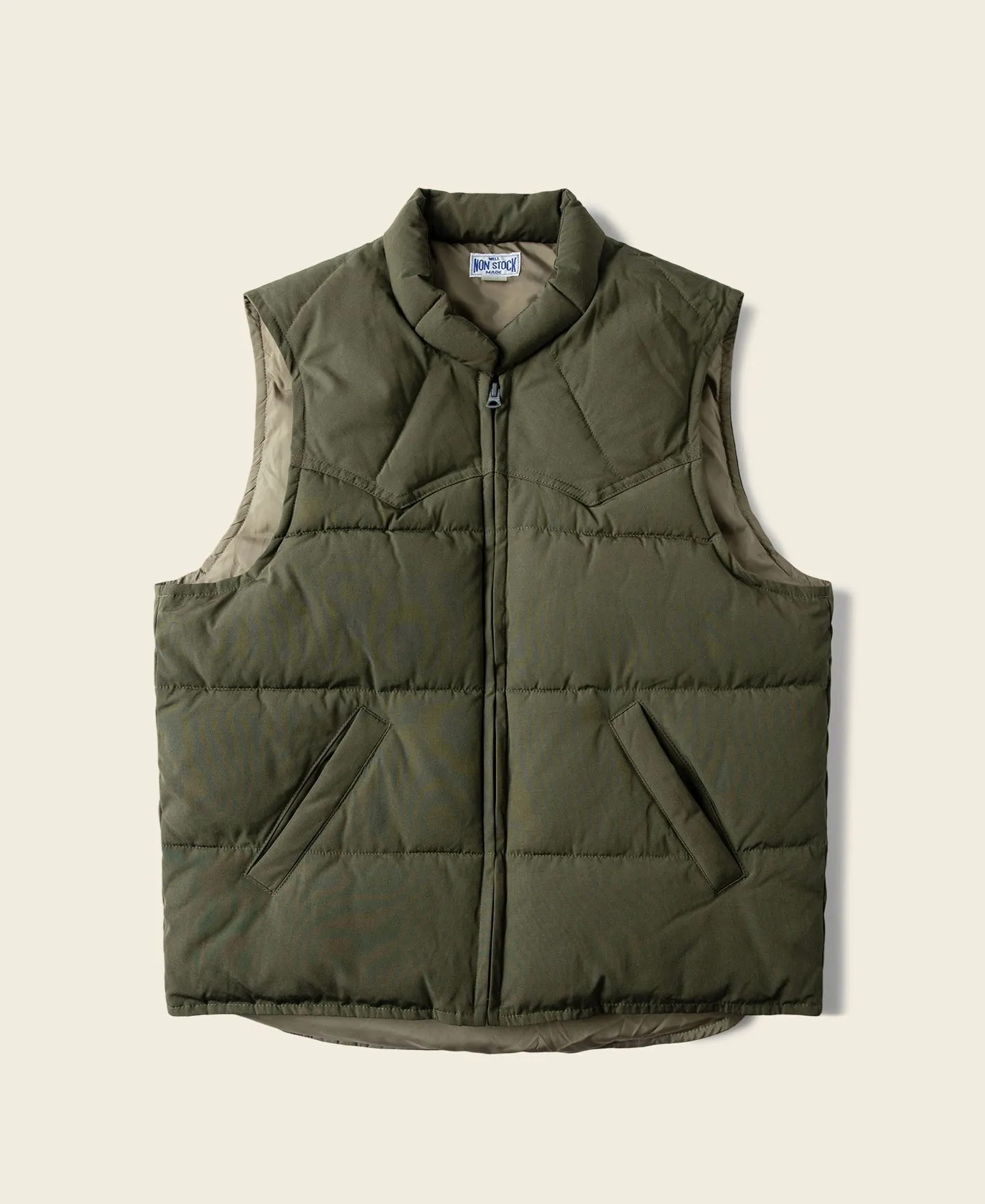 1970s Vintage Quilted Padded Vest - Olive sold by Bronson Mfg.