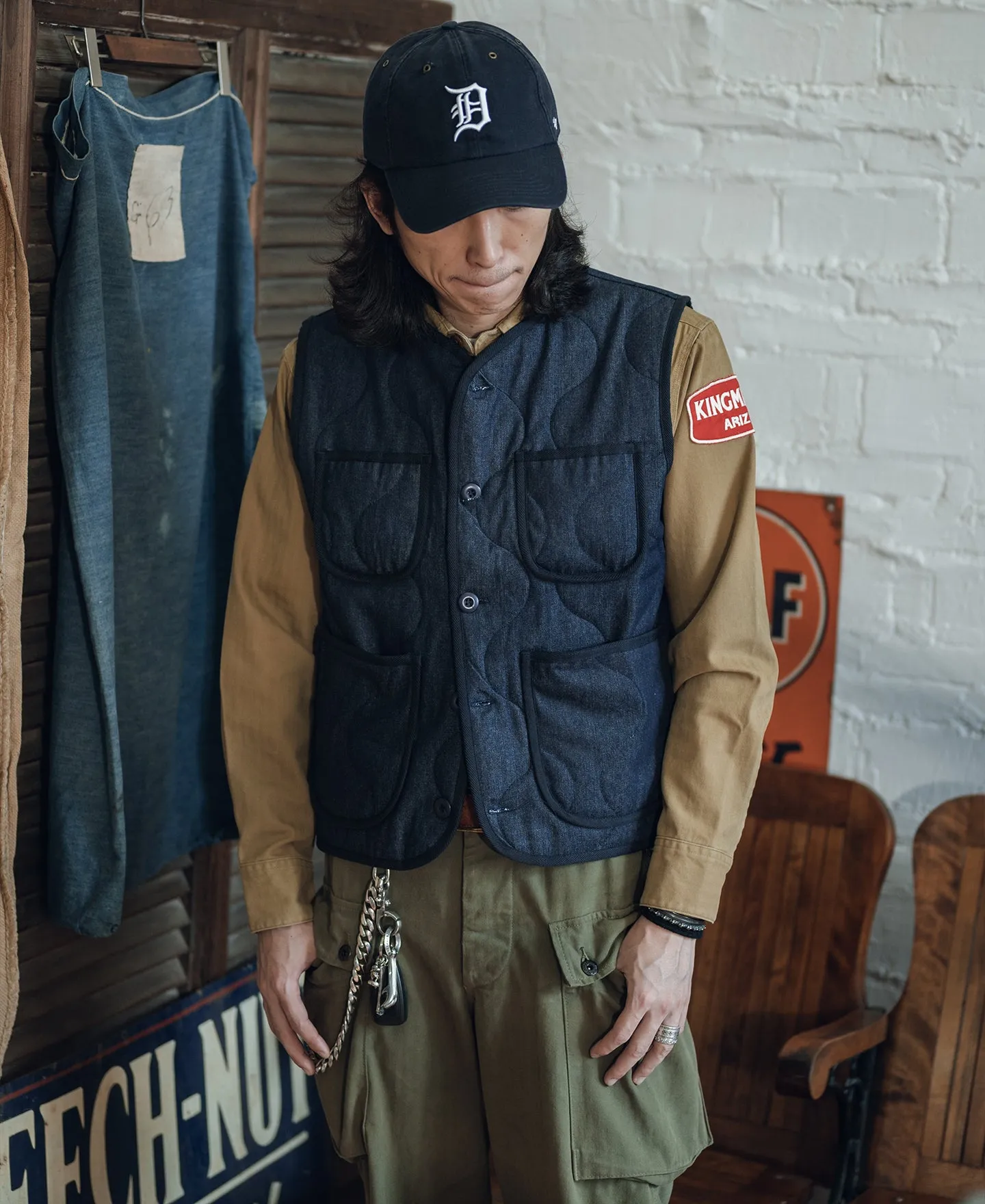 Military Style Quilted Padded Denim Vest - Navy sold by Bronson Mfg. product image thumbnail 4