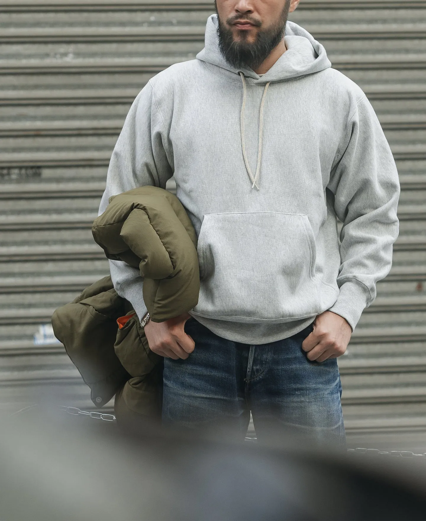 21 oz Military Academy Reverse Weave Hoodie - Gray sold by Bronson Mfg. product image thumbnail 3
