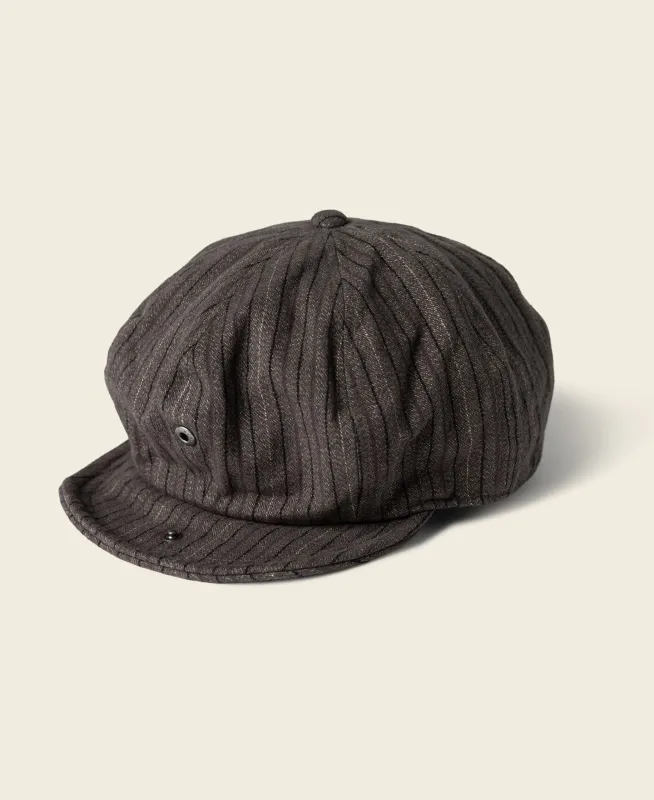 Yarn-Dyed Stripe Newsboy Cap  - Brown sold by Bronson Mfg.