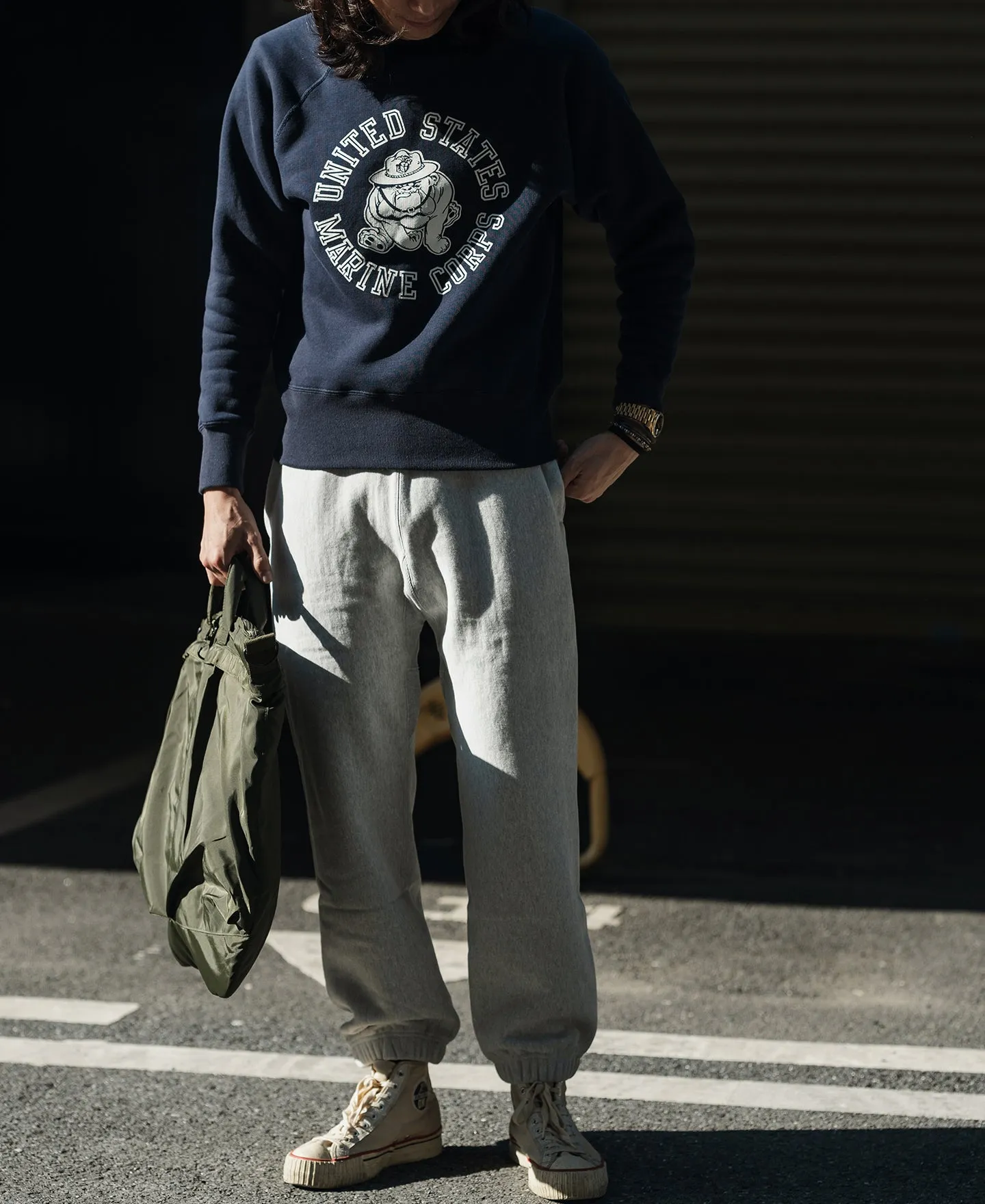 1980s Marine Devil Dog Raglan Sweatshirt - Navy sold by Bronson Mfg. product image thumbnail 3