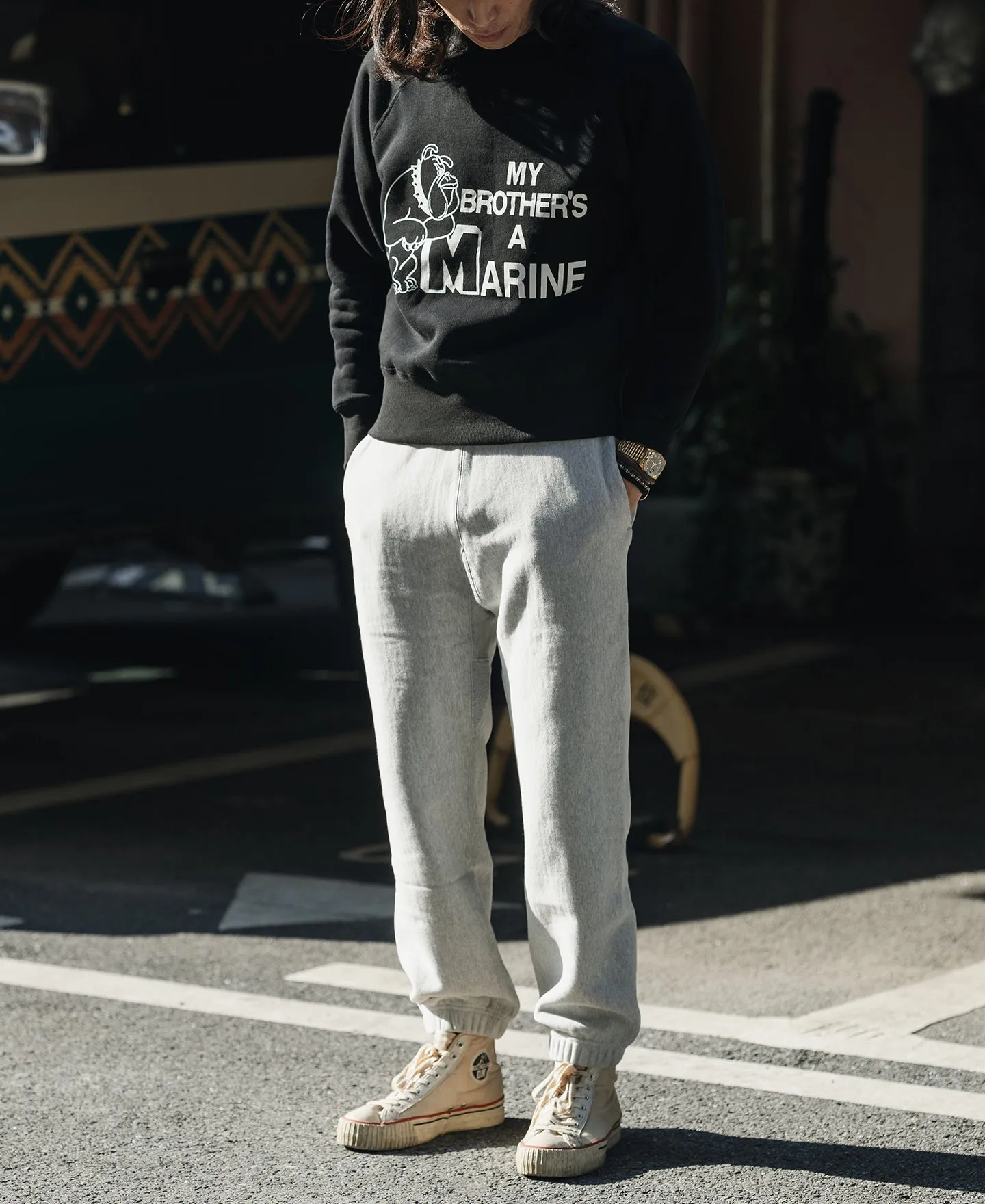 1980s Marine Bulldog Raglan Sweatshirt - Black sold by Bronson Mfg. product image thumbnail 3
