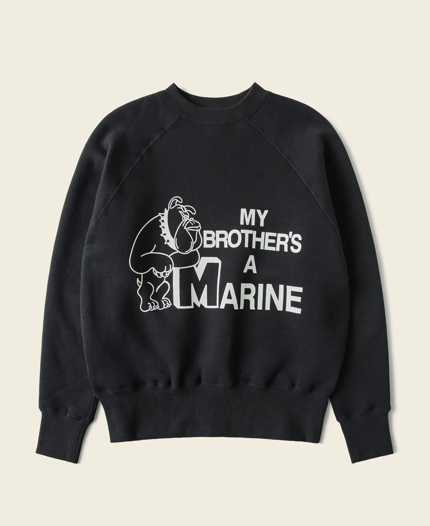 1980s Marine Bulldog Raglan Sweatshirt - Black sold by Bronson Mfg.