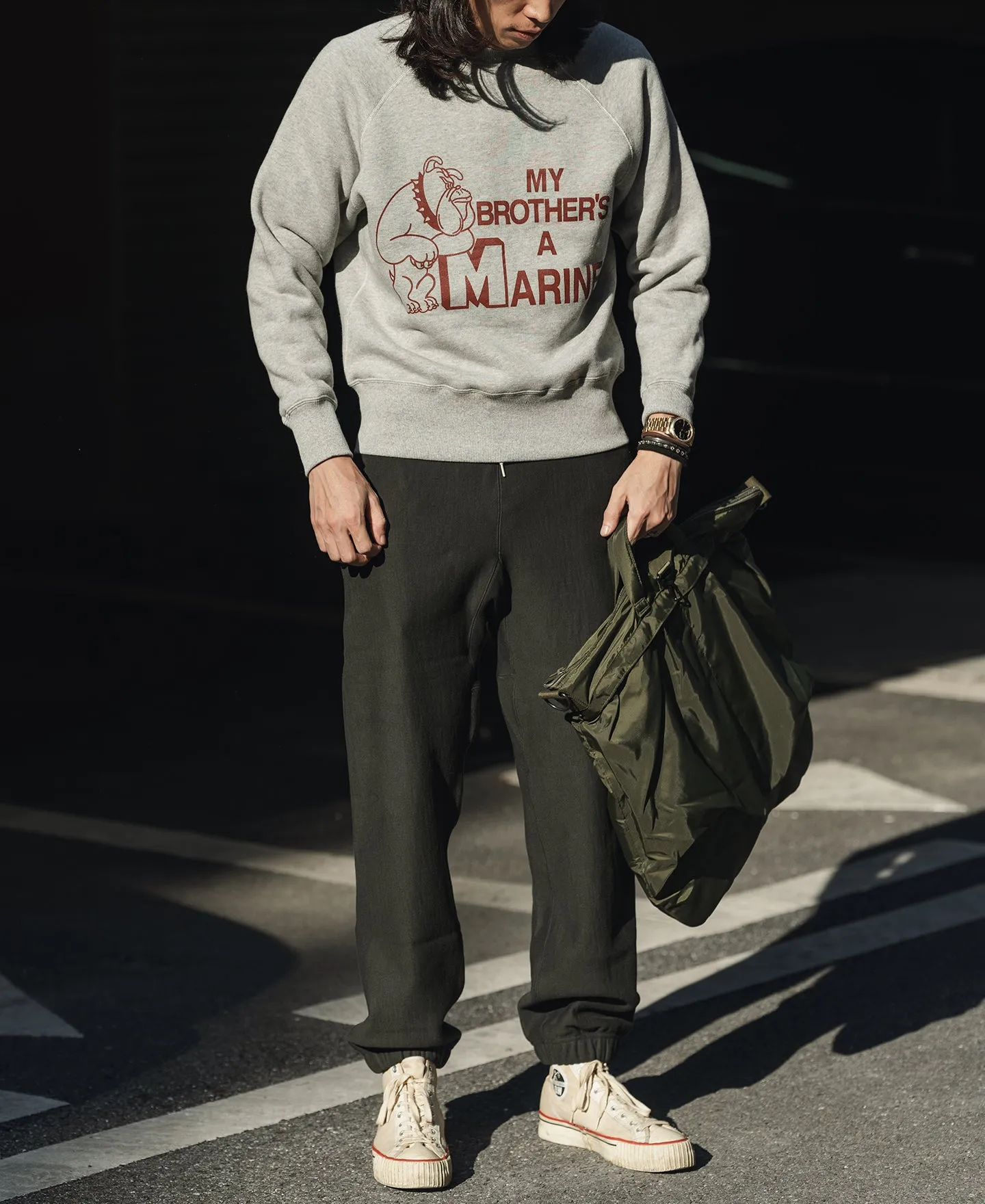 1980s Marine Bulldog Raglan Sweatshirt - Gray sold by Bronson Mfg. product image thumbnail 3