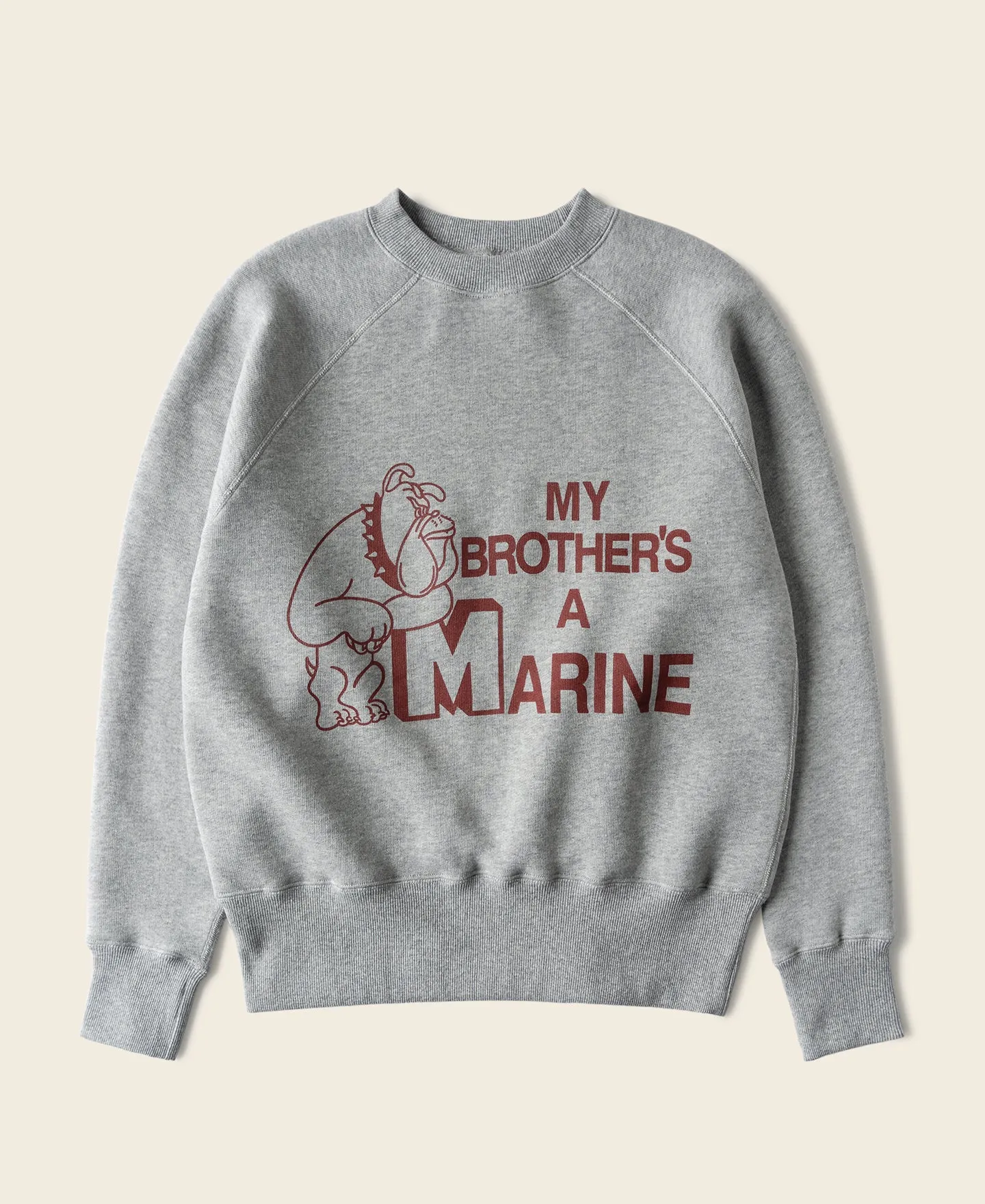 1980s Marine Bulldog Raglan Sweatshirt - Gray sold by Bronson Mfg.
