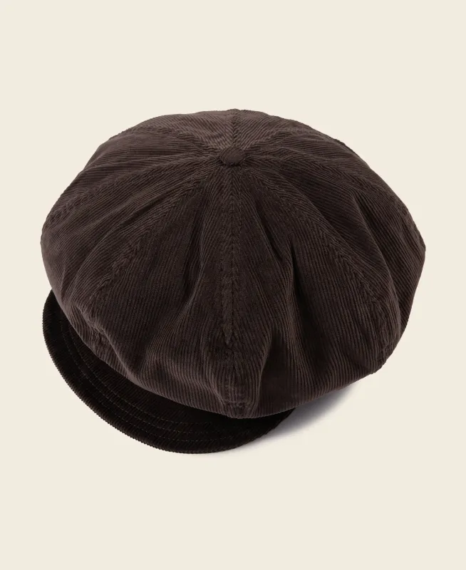 Brown Corduroy Newsboy Cap made by Bronson Mfg.