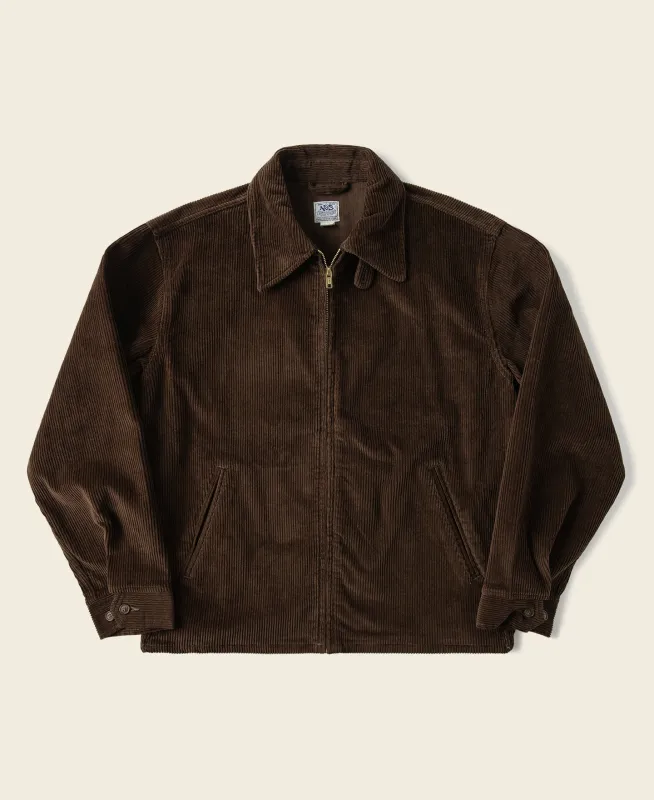 9 Wale Cotton Corduroy Zip-Up Jacket - Brown made by Bronson Mfg.