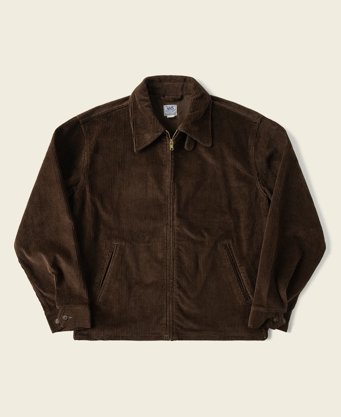 9 Wale Cotton Corduroy Zip-Up Jacket - Brown sold by Bronson Mfg.