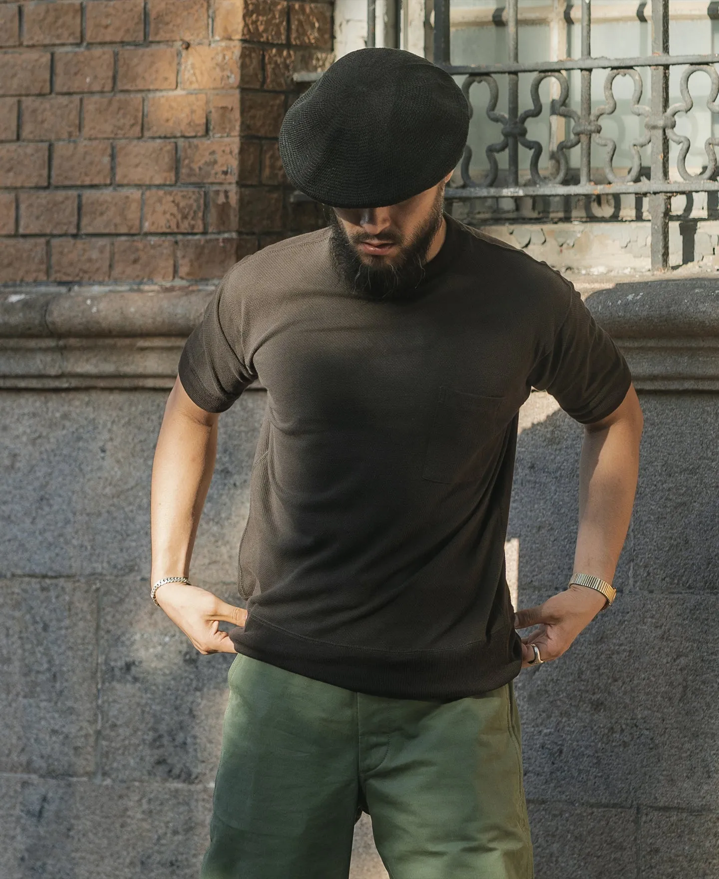 Waffle Knit Pocket T-Shirt - Black sold by Bronson Mfg. product image thumbnail 4