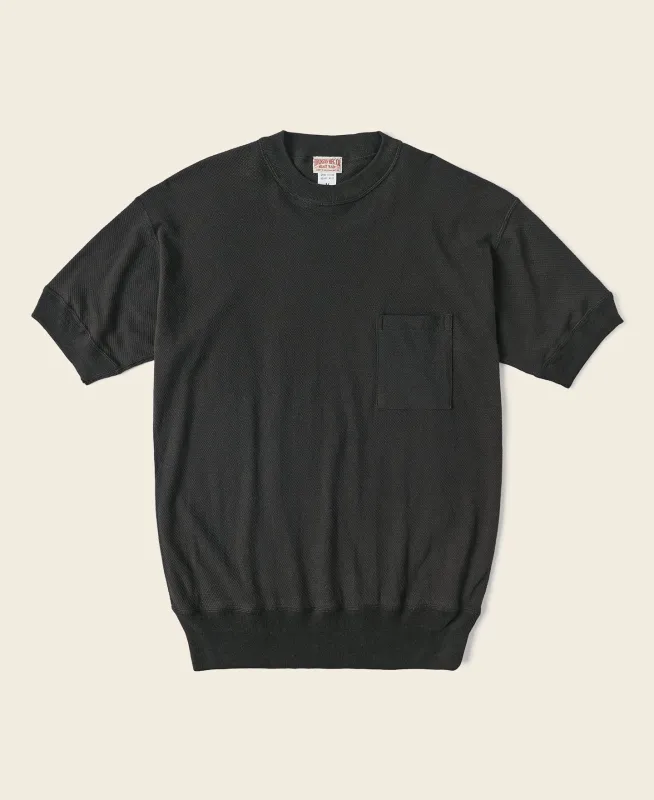 Waffle Knit Pocket T-Shirt - Black made by Bronson Mfg.