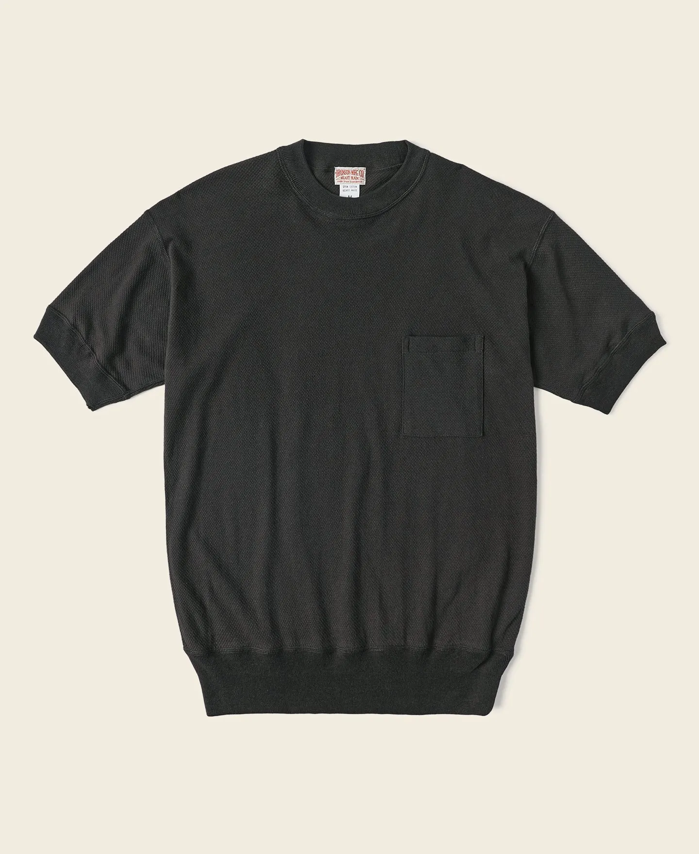 Waffle Knit Pocket T-Shirt - Black sold by Bronson Mfg.
