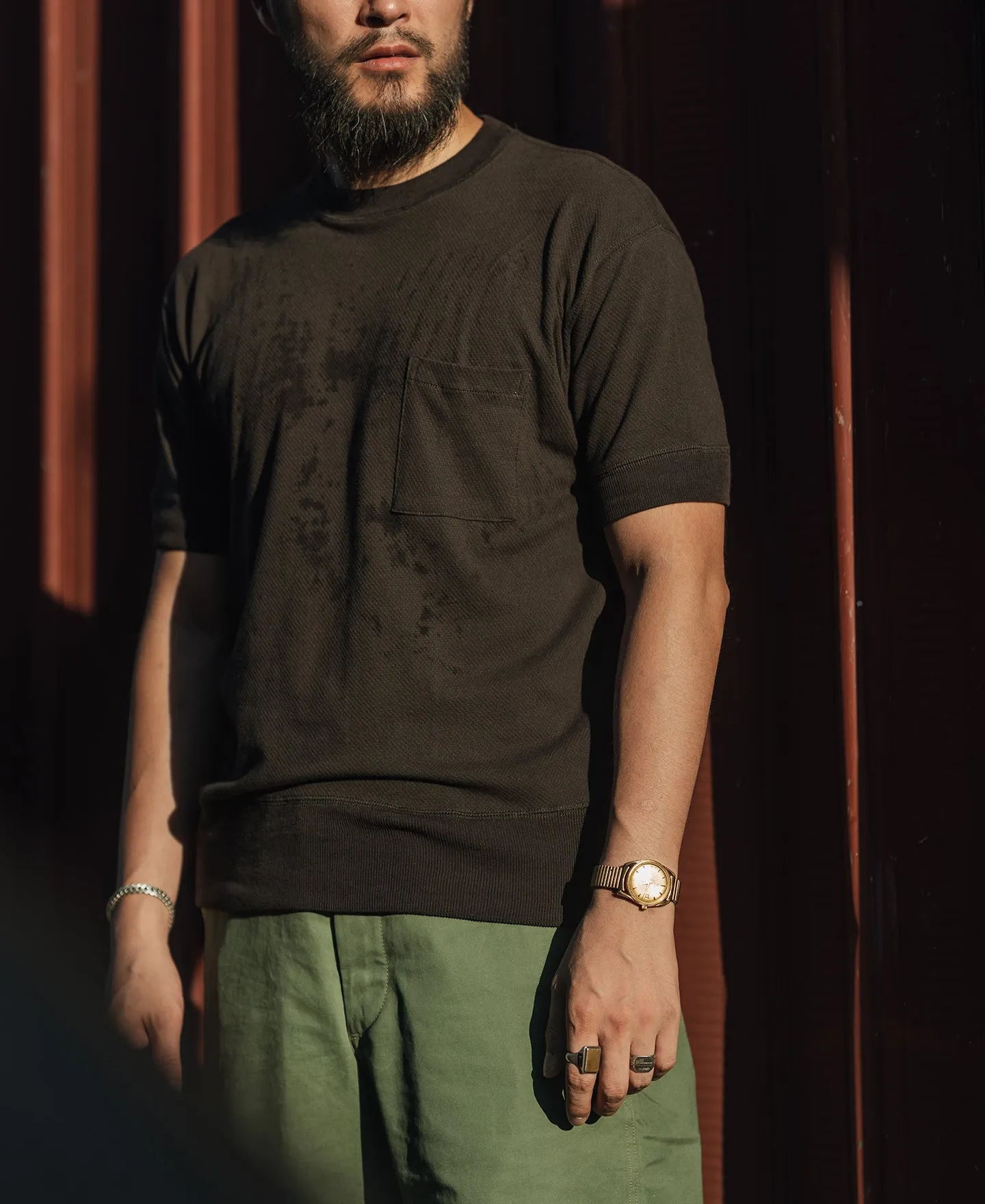 Waffle Knit Pocket T-Shirt - Black sold by Bronson Mfg. product image thumbnail 5