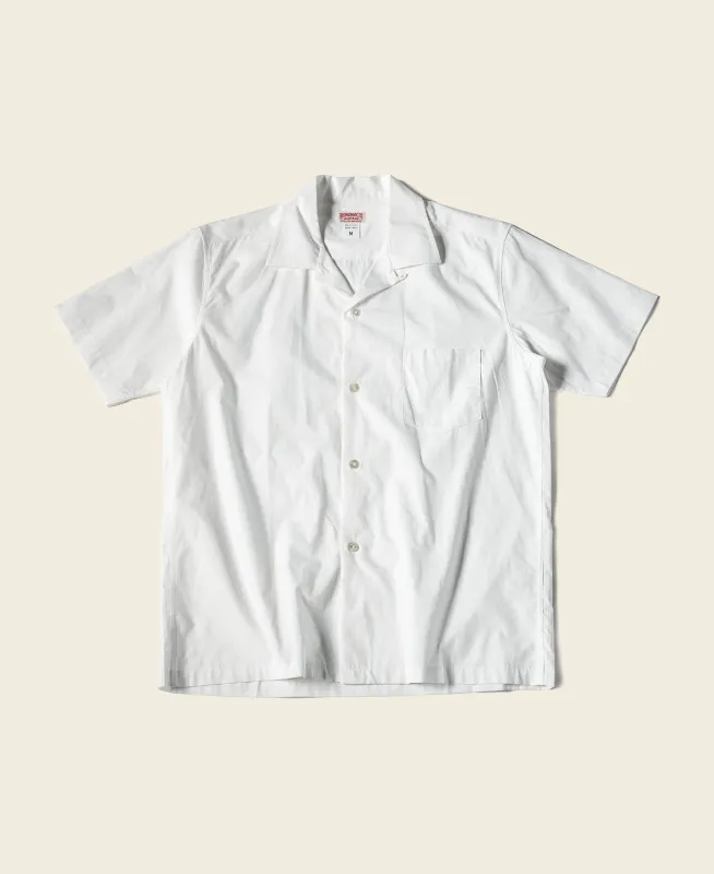 Classic Panama Open Collar Shirt - Ivory White made by Bronson Mfg.