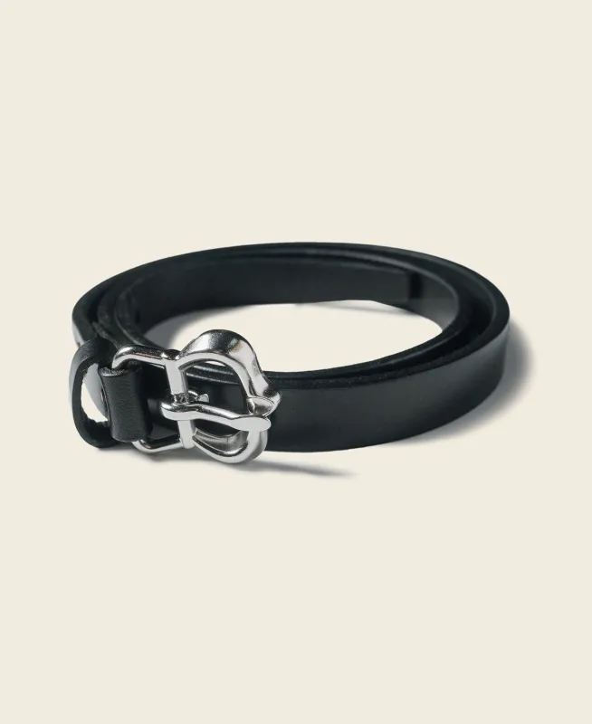 Silver-Plated Brass Buckle Full-Grain Cowhide Belt - Black made by Bronson Mfg.