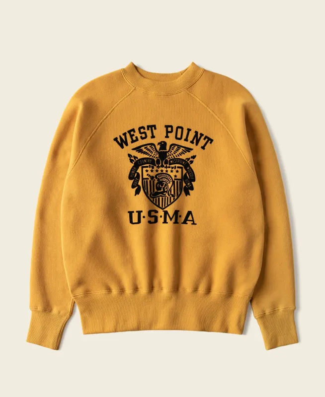 Heavyweight USMA Raglan Sweatshirt - Yellow made by Bronson Mfg.