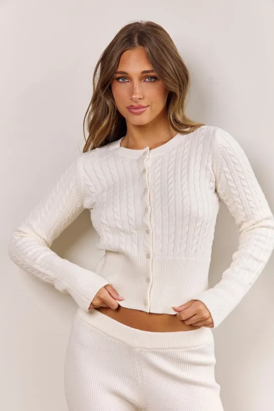 Astoria Cable Knit Cardigan - Ivory made by Astoria Activewear