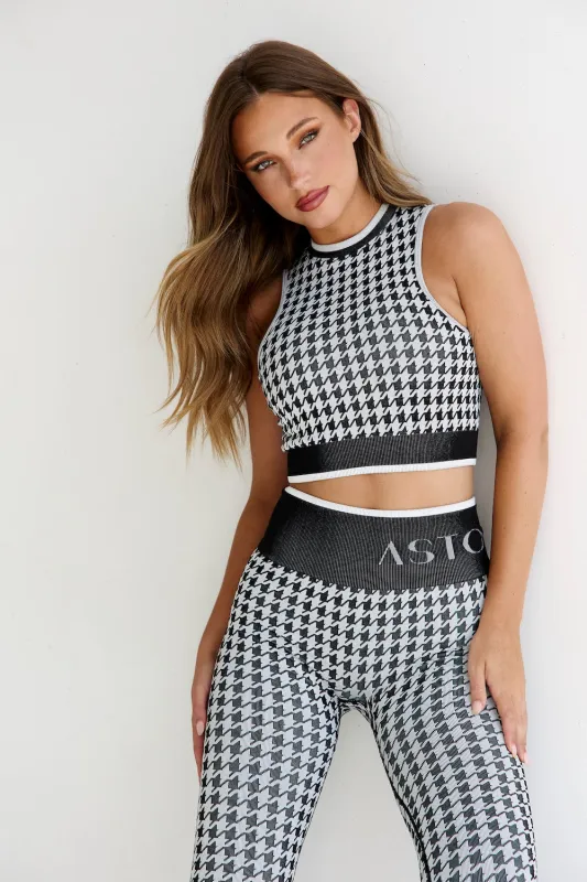 Astoria Seamless Knit Mockneck - Black/Grey Houndstooth made by Astoria Activewear