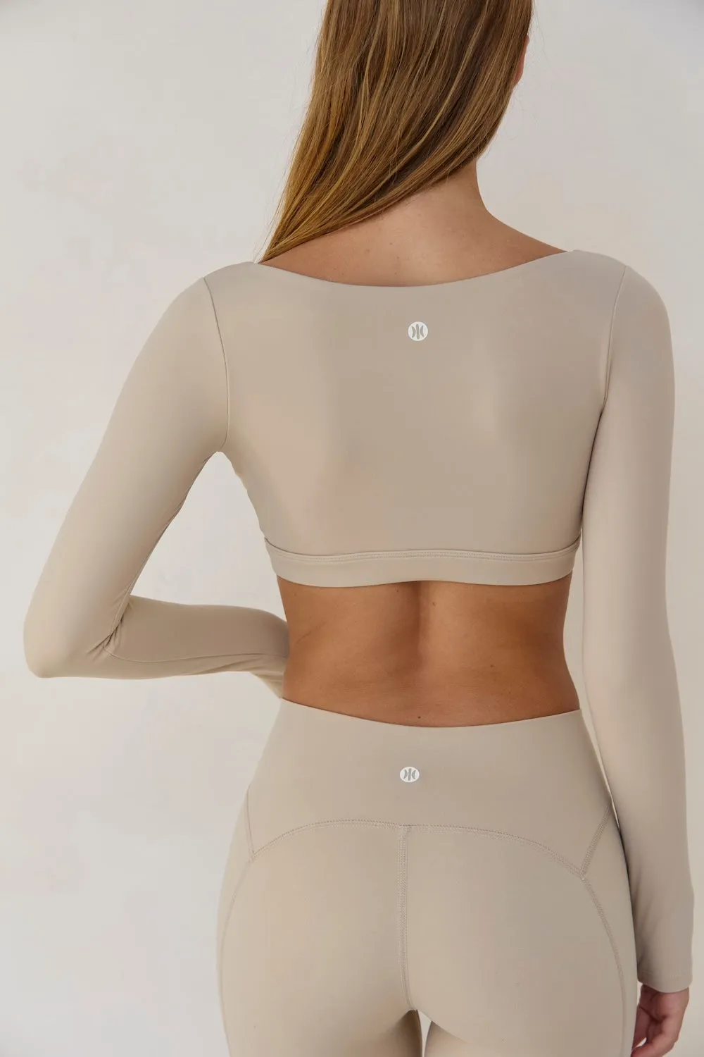 Astoria LUXE BALANCE Long Sleeve Plunge Crop - Oat sold by Astoria Activewear product image thumbnail 3