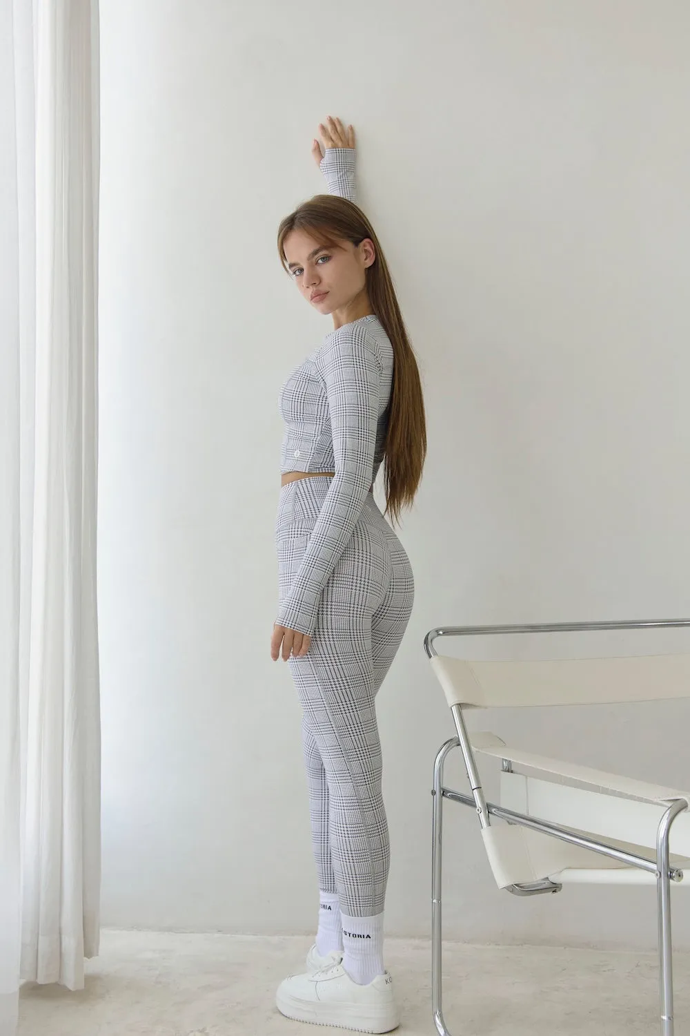 Astoria Airvíve Staple Sleeved Crop - Grey Plaid sold by Astoria Activewear product image thumbnail 3