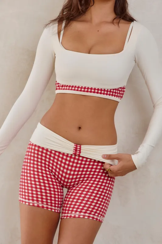 Astoria LUXE BALANCE Ruched Short - Red Gingham sold by Astoria Activewear