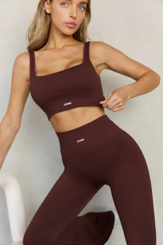 Astoria CONTOUR Ribbed Seamless Sports Bra - Espresso sold by Astoria Activewear