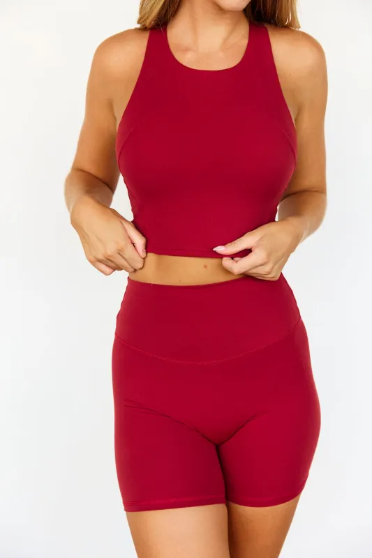 Astoria LUXE BALANCE Staple Sports Crop - Dark Cherry sold by Astoria Activewear