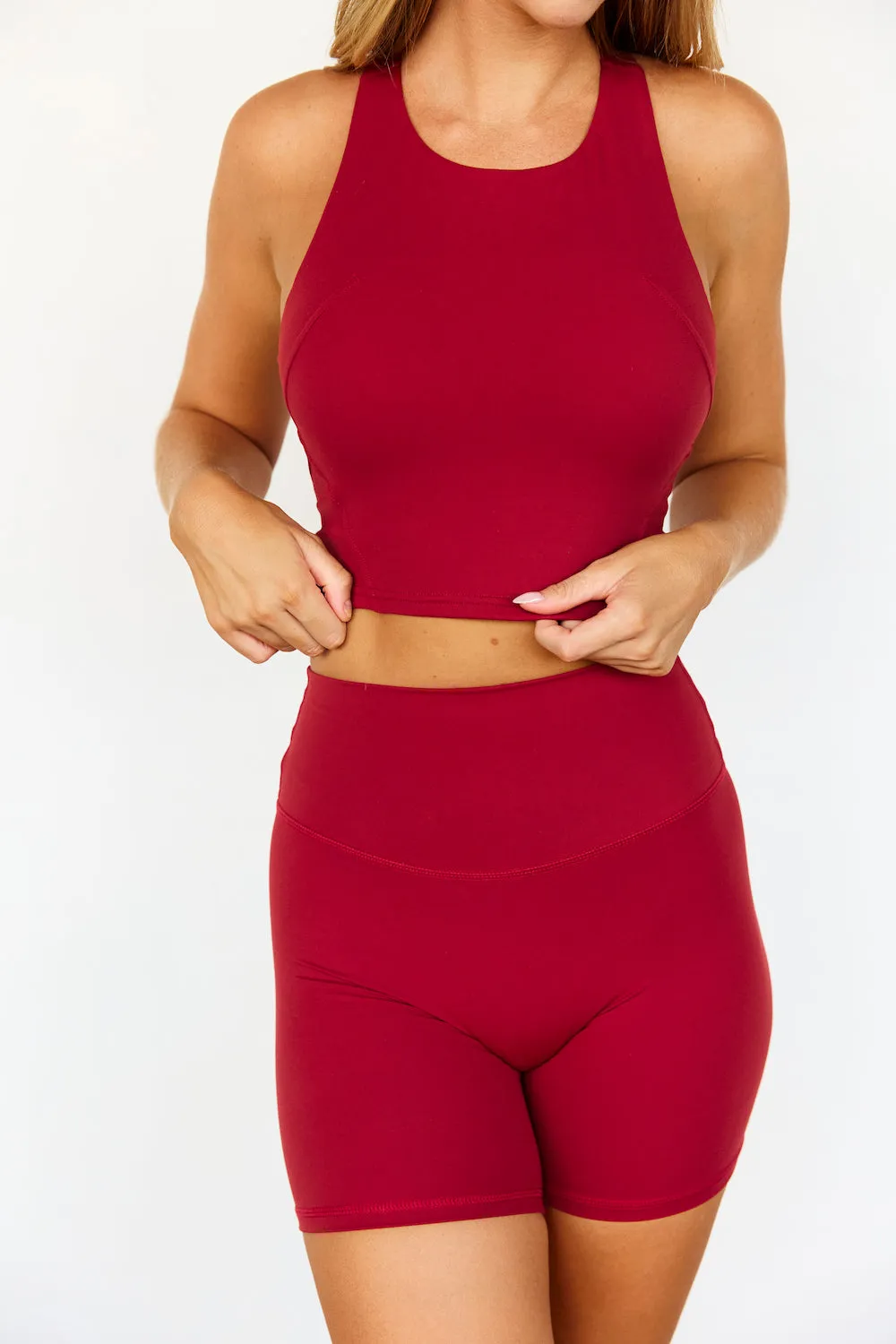 Astoria LUXE BALANCE Staple Sports Crop - Dark Cherry sold by Astoria Activewear