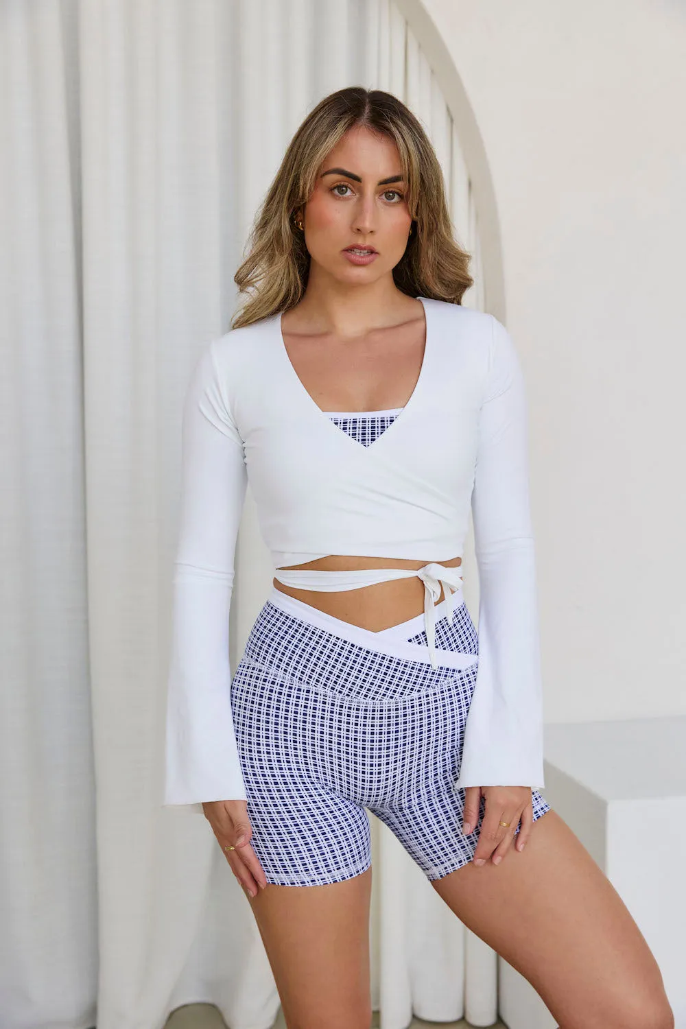 Astoria LIVE LUXE Wrap Sleeved Crop - White sold by Astoria Activewear product image thumbnail 3