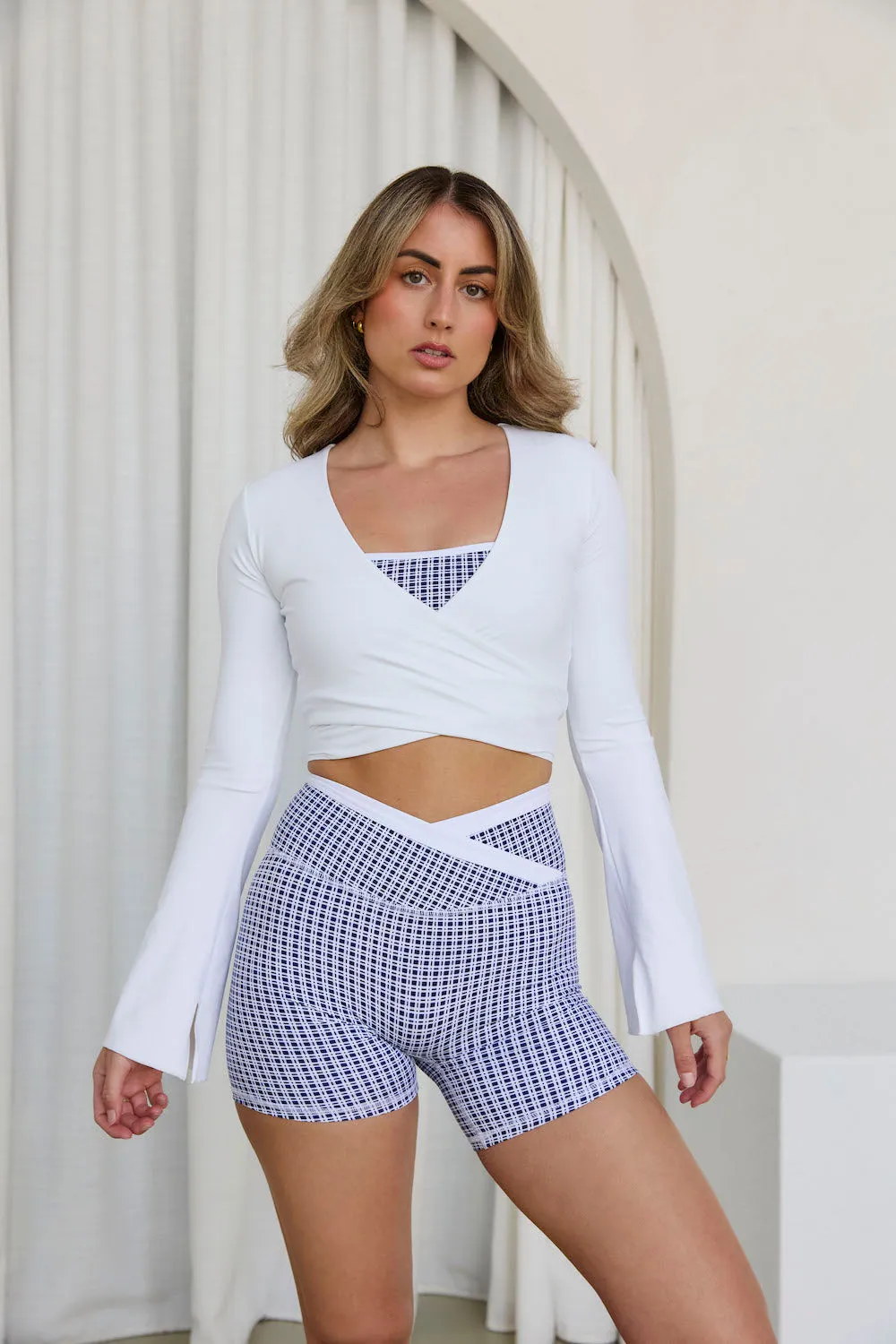 Astoria LIVE LUXE Wrap Sleeved Crop - White sold by Astoria Activewear product image thumbnail 5