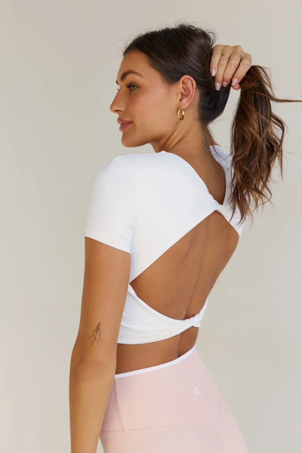 Astoria LIVE LUXE Twist Crop - White sold by Astoria Activewear product image thumbnail 3