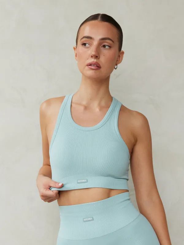 Astoria CONTOUR Ribbed Seamless Sports Crop - Seafoam sold by Astoria Activewear