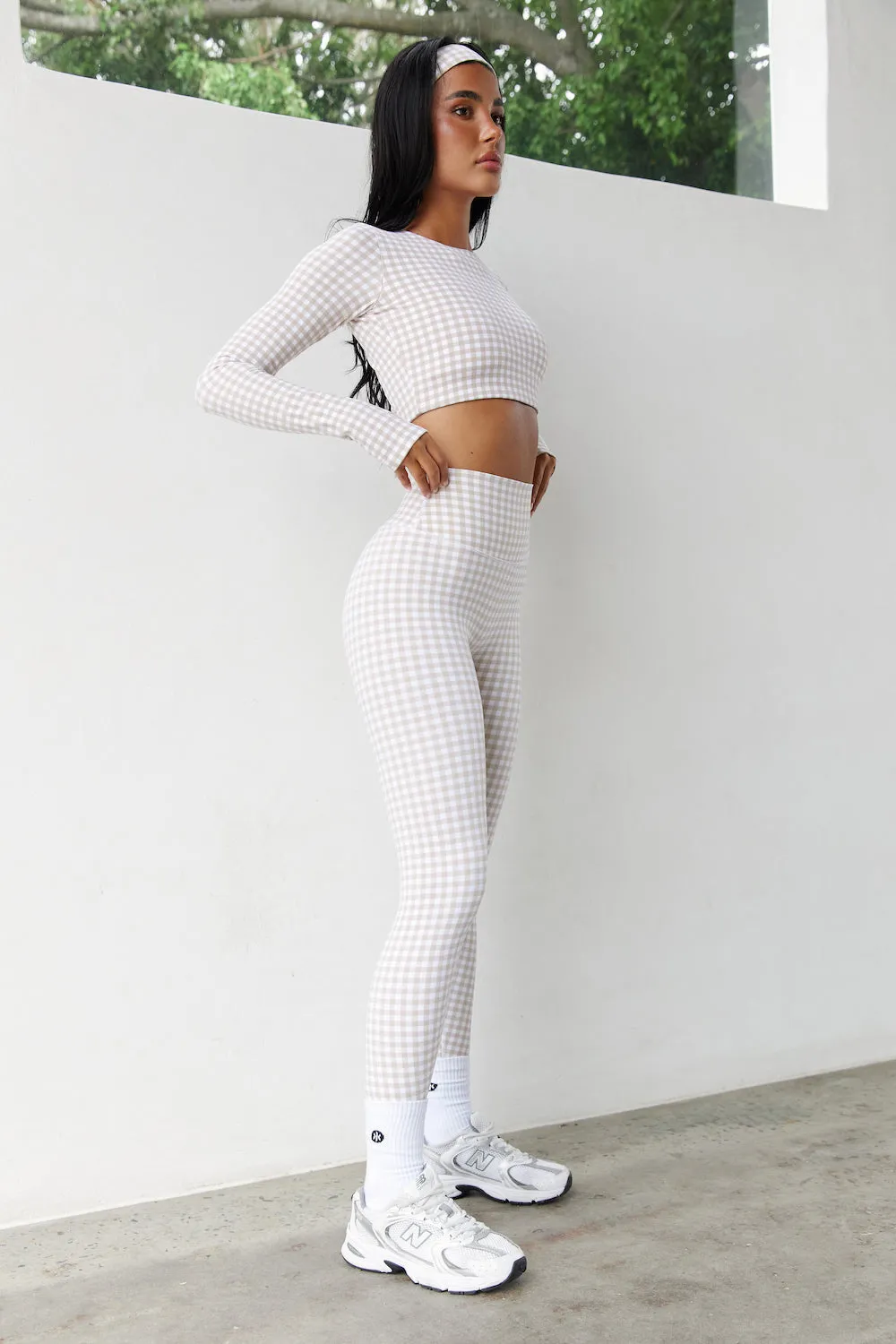 Astoria LUXE BALANCE Full Length Legging - Beige Gingham sold by Astoria Activewear product image thumbnail 3