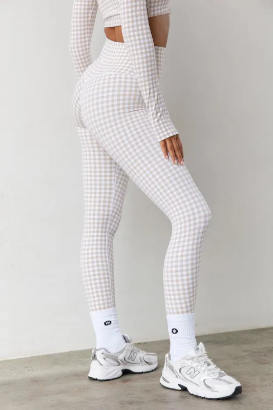 Astoria LUXE BALANCE Full Length Legging - Beige Gingham sold by Astoria Activewear