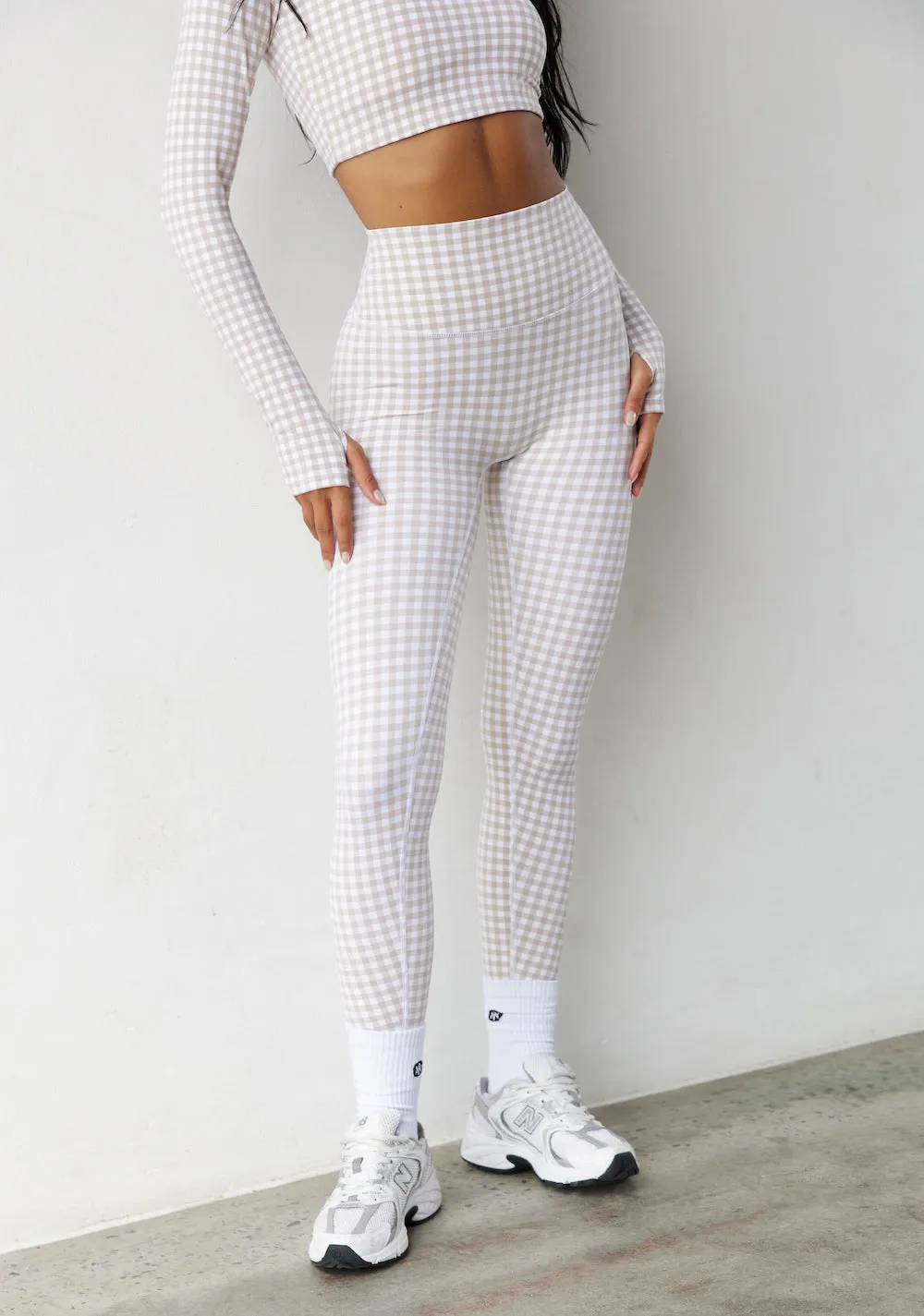 Astoria LUXE BALANCE Full Length Legging - Beige Gingham sold by Astoria Activewear product image thumbnail 2