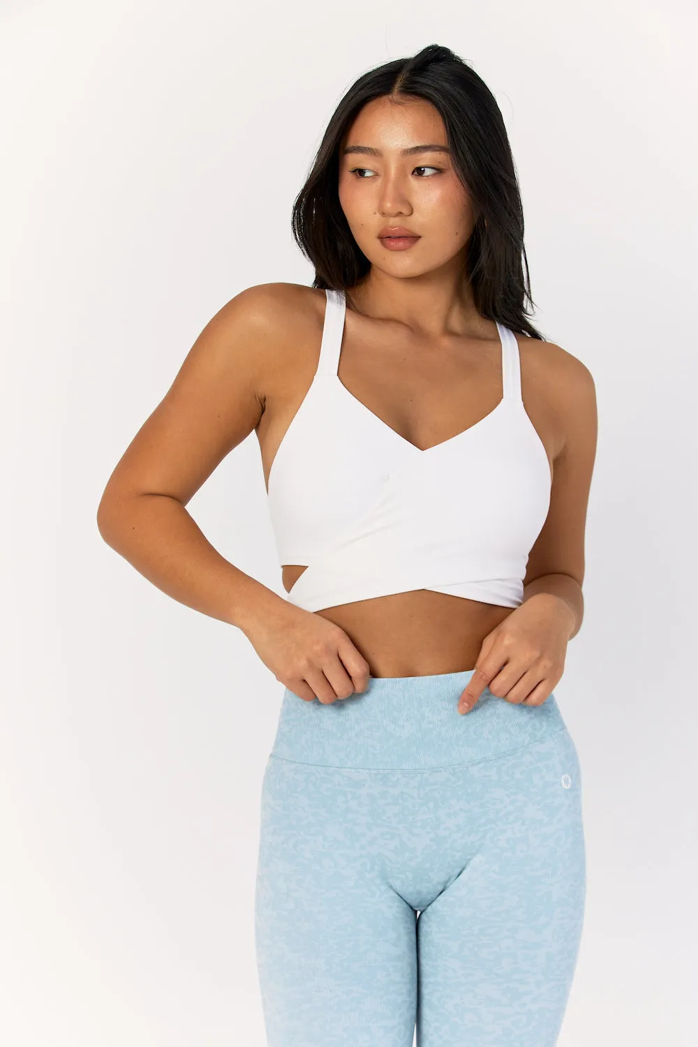 Astoria LIVE LUXE Crossover Crop - White sold by Astoria Activewear