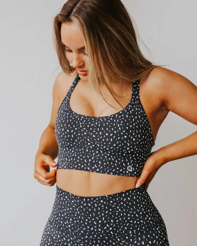 Astoria LUXE IGNITE Sports Bra - Black Speckle made by Astoria Activewear