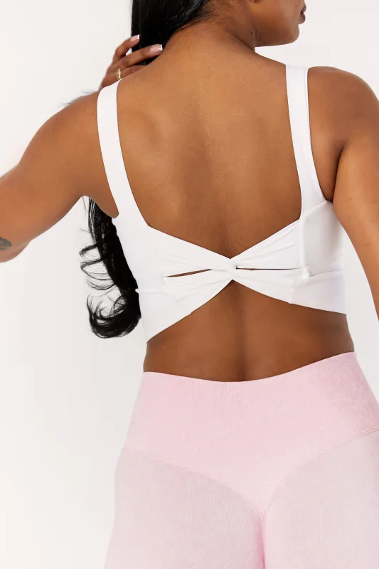 Astoria LIVE LUXE Crossed Sports Crop - White sold by Astoria Activewear