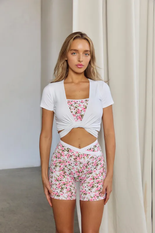 Astoria LIVE LUXE Wrap Quarter-Sleeve Crop - White sold by Astoria Activewear