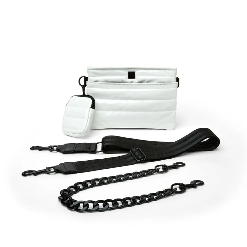 Downtown Crossbody in White Patent sold by Think Royln