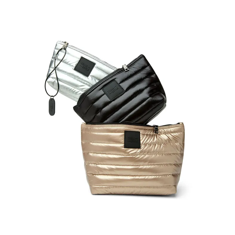 Travel Trio Organizational Pouches Pearl Cashmere Pearl Black and Pearl Silver made by Think Royln