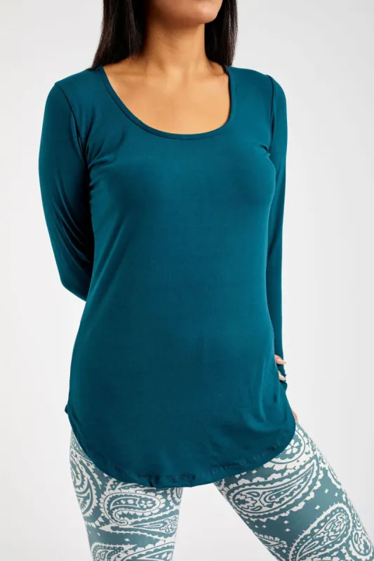 Green - Long Sleeve Tunic Top sold by Just Cozy
