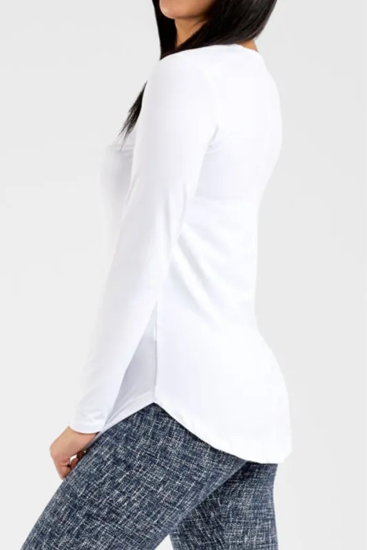 White - Long Sleeve Tunic Top sold by Just Cozy