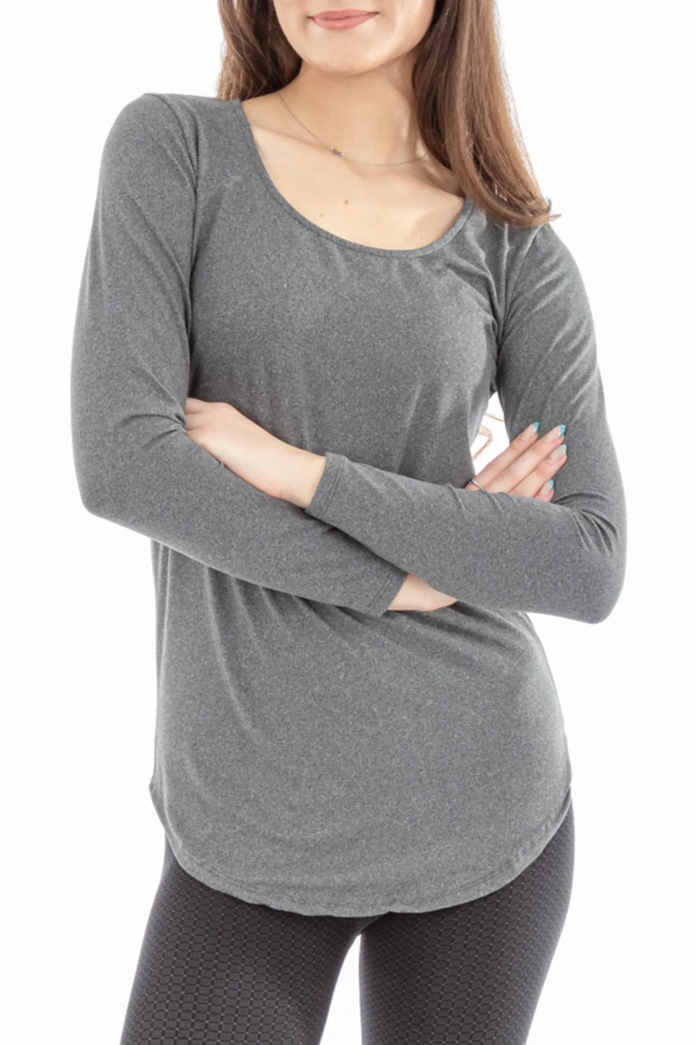 Gray - Long Sleeve Tunic Top sold by Just Cozy