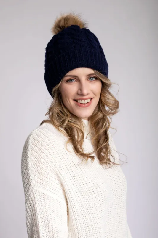 Blue - Cozy Lined Hat sold by Just Cozy