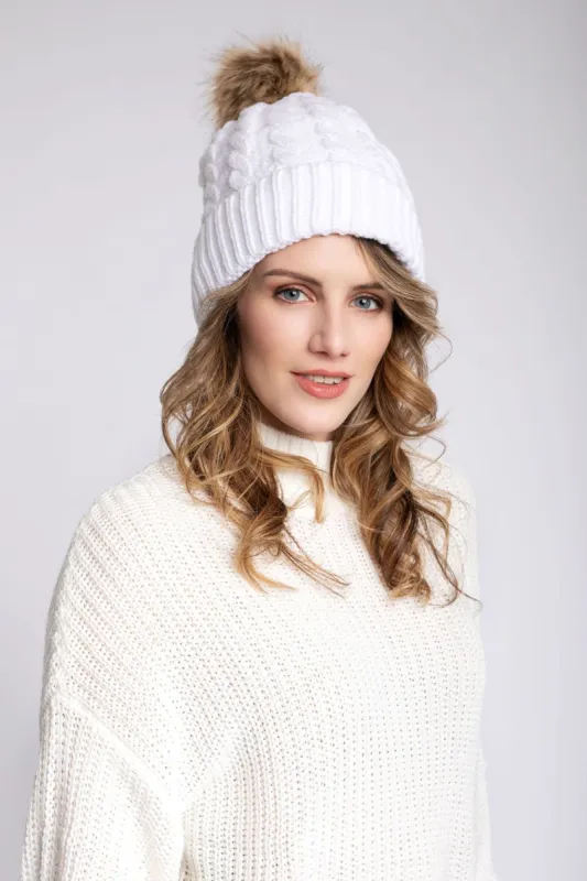 White - Cozy Lined Hat sold by Just Cozy