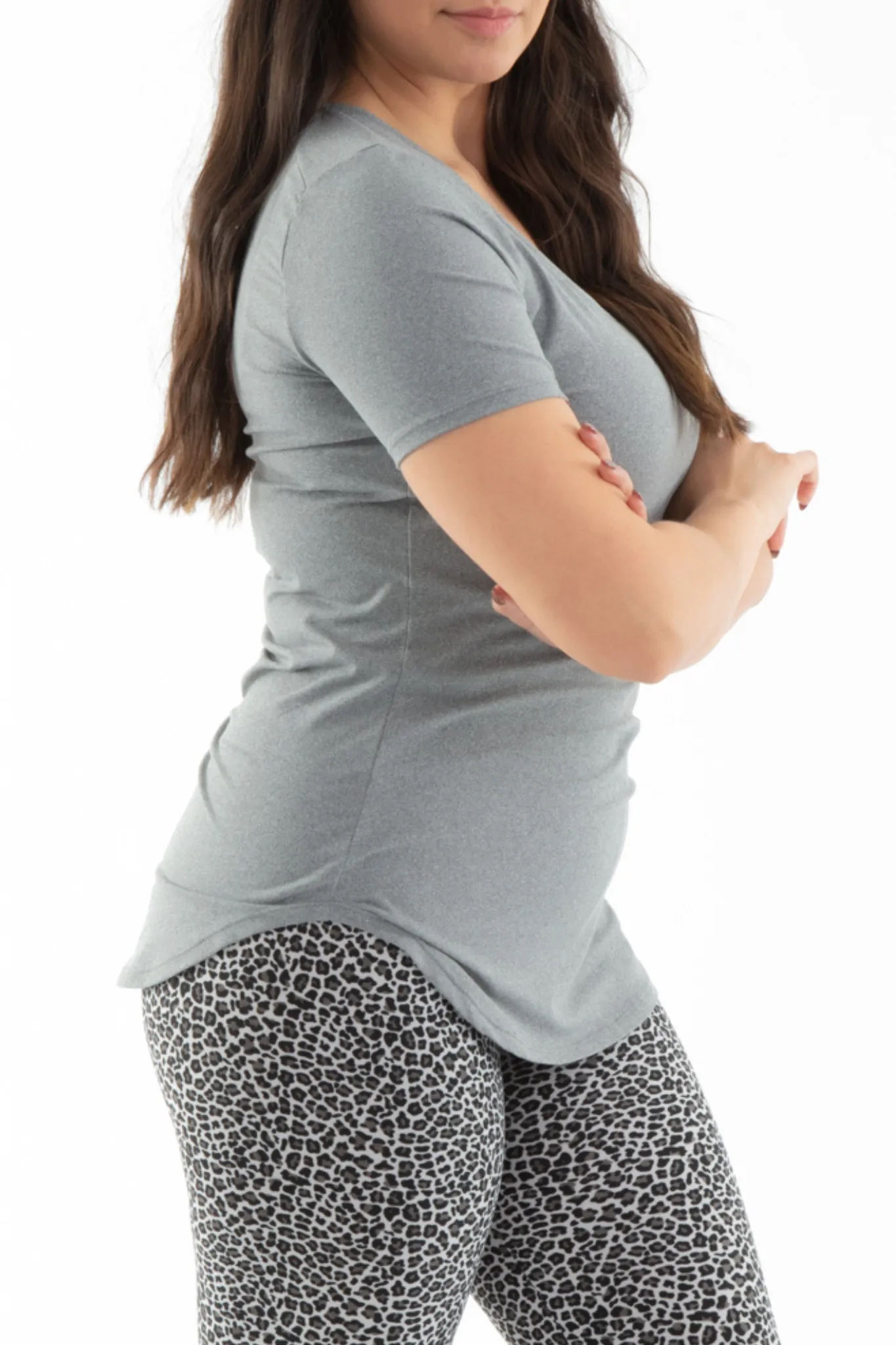 Light Gray - Short Sleeve Tunic Top sold by Just Cozy